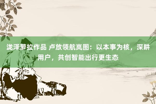 泷泽萝拉作品 卢放领航岚图：以本事为核，深耕用户，共创智能出行更生态