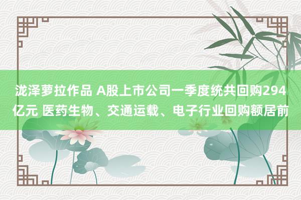 泷泽萝拉作品 A股上市公司一季度统共回购294亿元 医药生物、交通运载、电子行业回购额居前